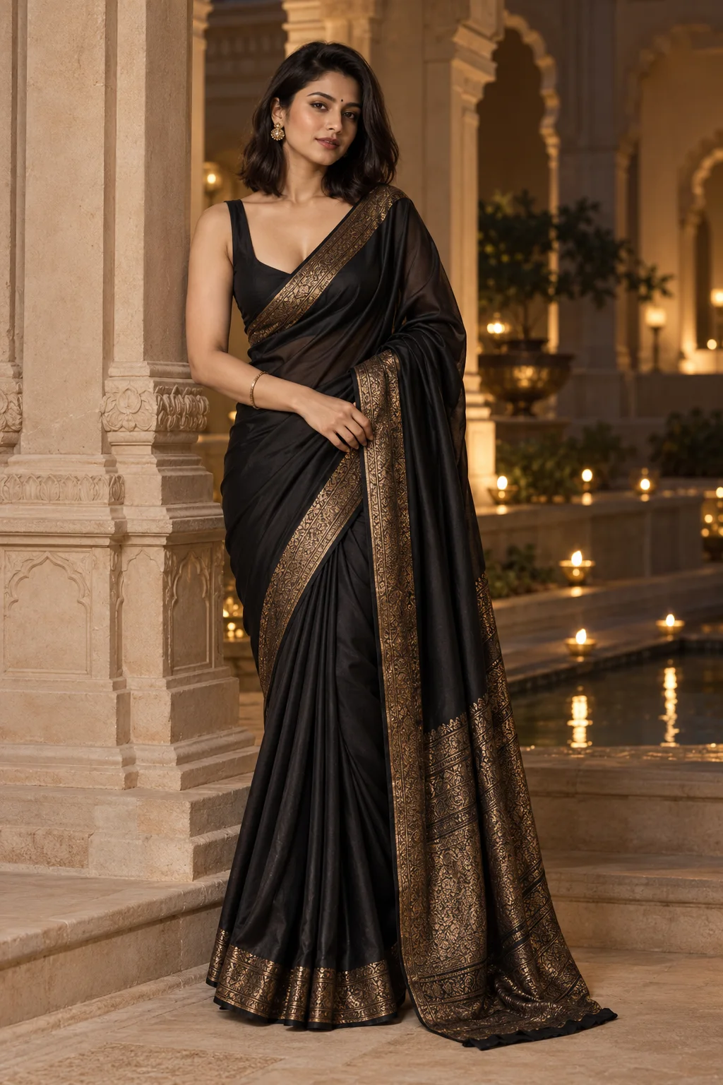 Black & Gold Evening Saree