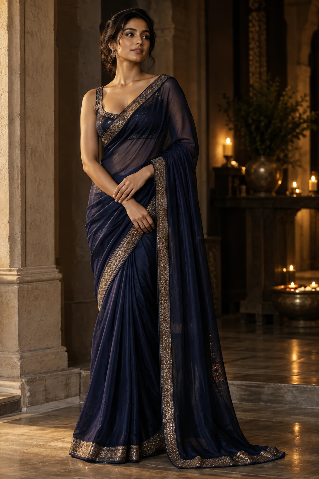 Original midnight blue evening editorial